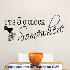ITS 5 O'CLOCK SOMEWHERE BAR RESTAURANT Wall QUOTE WALL ART Kitchen ...