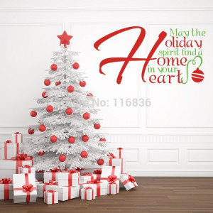 Christmas-home-decoration-wall-stickers-quote-Holiday-home-heart-vinyl ...