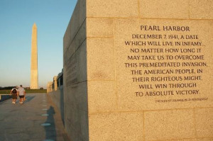 Franklin Roosevelt's famous quote about Pearl Harbor adorns the ...