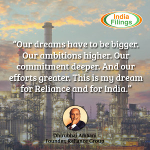... . This is my dream for Reliance and for India, Dhirubhai Ambani Quote