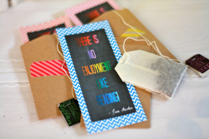 ... bookmarks with a reading quote by Jane Austen, along with a tea bag