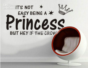Cute Princess Crown Star Vinyl Wall Quote Baby Girls Kids Room Wall ...