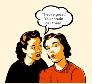 Image: Two women illustrating word-of-mouth advertising