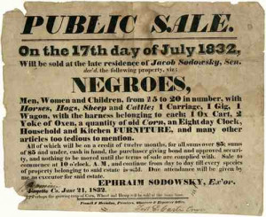 Sodowsky Slave Sale Announcement, 1832