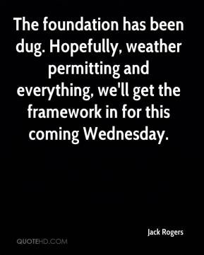 The foundation has been dug. Hopefully, weather permitting and ...