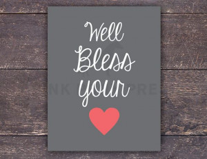 Southern Sayings Print Bless Your Heart - Gray Quote Print - Heart on ...