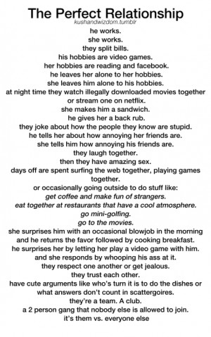 The Perfect Relationship .... according to Tumblr