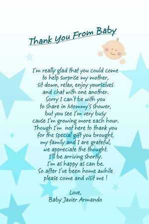 Baby Shower Poems - Thank you
