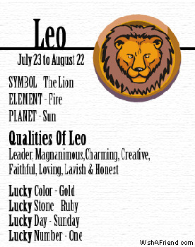 Leo(July 23rd - August 22nd)