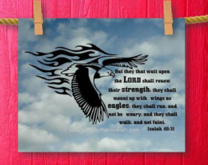 ... Christian Art Eagle Printable Artwork Isaiah 40:31 Framed Quotes Print