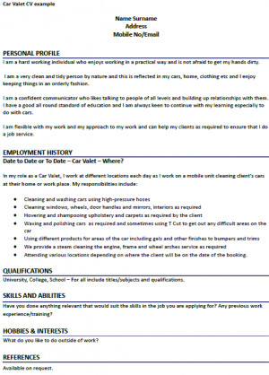 Car Valet CV Example