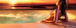 Sexy Woman Relaxing In The Pool facebook cover
