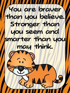 FREEBIE- Zoo Animal Theme Tiger Positive Inspirational Quote Poster ...