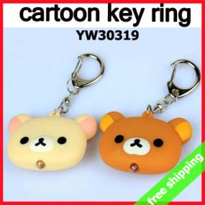 FREE SHIPPING key ring Cartoon car chain led light Rilakkuma promotion