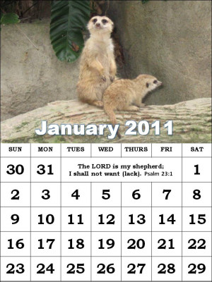Christian January 2011 Calendar with Bible verses