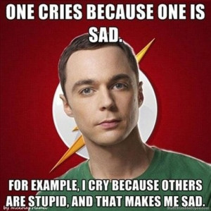 One cries because one is sad. For example, I cry because others are ...