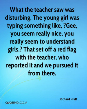 What the teacher saw was disturbing. The young girl was typing ...