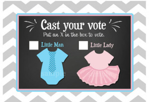 Gender Reveal Voting Cards Printable - Little Man or Little Lady ...