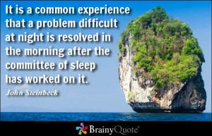 is a common experience that a problem difficult at night is resolved ...