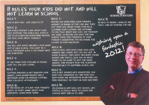 ... Gates speech: 11 rules your kids did not and will not learn in school