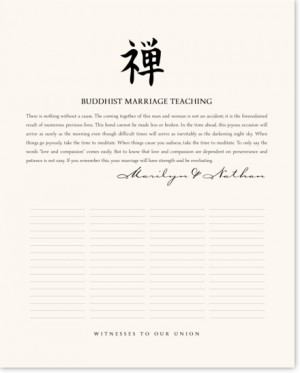 Buddhist Marriage Teaching Wedding Certificate with Zen Symbol