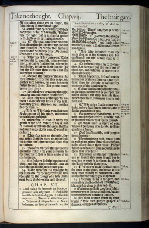 Matthew Chapter 7 Original 1611 Bible Scan, courtesy of Rare Book and ...