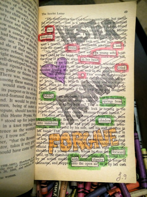 ... Blackout poetry — The Scarlet Letter , page 49, by Terri Guillemets