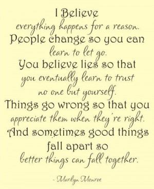 marilyn monroe quotes i believe that things happen for a reason
