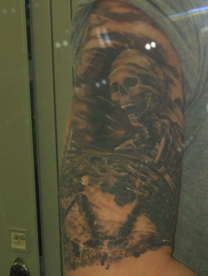 Tattoo, pirates of the Caribbean, helmsman, skull: Skull