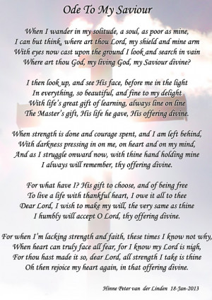 Ode To My Saviour (written by my cousin)