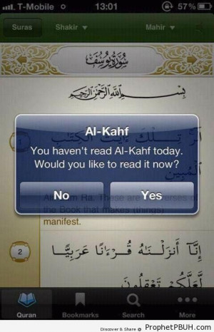 Friday Surat al-Kahf Reminder on Mobile Phone App - Islamic Quotes ...