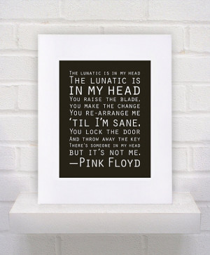 Pink Floyd Lyrics - Brain Damage - 11x14 - poster print