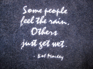 ... THE RAIN - Hand Towel in Navy Blue - Embroidered - Bob Marley quote