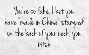 you re so fake i bet you have made in china stamped on the back of ...