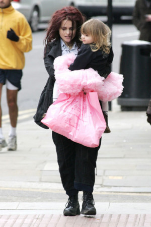 Helena Bonham Carter carries her tutu-clad daughter Nell after the ...