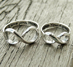 Infinity ring Sterling engraved silver stacking LOVE custom message ...