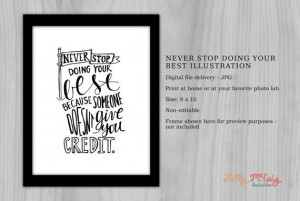 Never Stop Doing Your Best Quote Motivation Hand Lettering ...