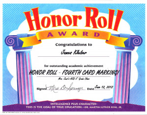 Principal Honor Roll Award