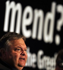 ... minister Evangelos Venizelos (right) told parliament this morning