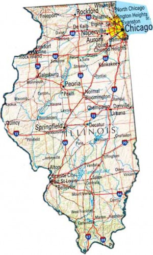 Area Miles State Illinois Map