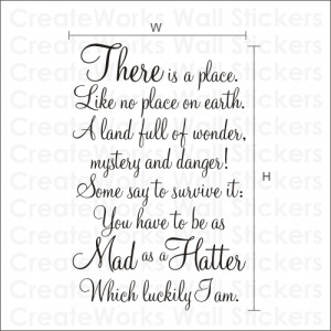 MAD AS A HATTER - Alice in Wonderland Quote Sticker - WA087X