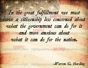 Warren Harding Quote Poster