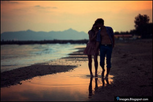 Kiss, hug, cople, beach, cute, sunset