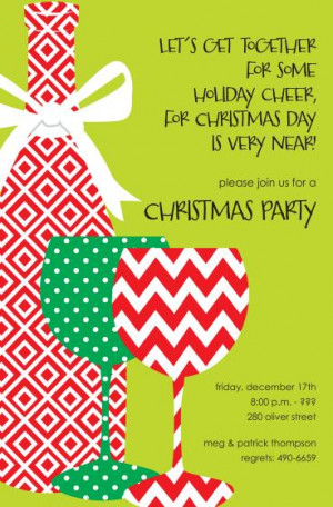 Merry Wine Christmas Party Invitations