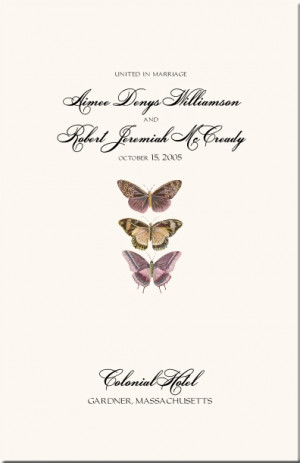 Wedding Program Pink Butterfly Illustration