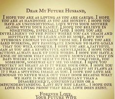 Dear future husband... More
