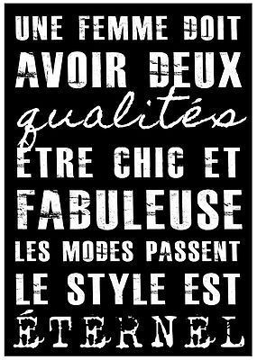 Coco Chanel FRENCH Quotes Busroll Vintage Industrial Style Print A3 ...