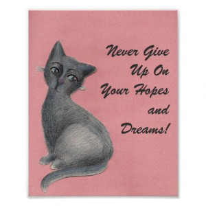 Never Give Up Cat Poster, 8 x 10 Inches; Abigail Davidson Art