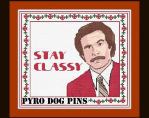 Stay Classy, Ron Burgundy Pattern/PDF - Anchorman Cross Stitch Sampler