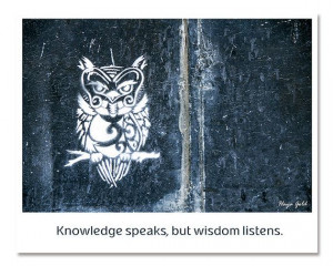 Black and white graffiti print of an owl wisdom by hayagold, $12.00